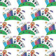 Vector seamless pattern Kids school and education N126