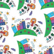 Vector seamless pattern Kids school and education N130