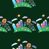 Vector seamless pattern Kids school and education N131