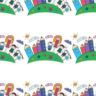 Vector seamless pattern Kids school and education N133