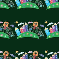 Vector seamless pattern Kids school and education N134