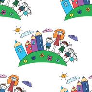 Vector seamless pattern Kids school and education N135