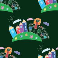 Vector seamless pattern Kids school and education N137
