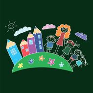 Vector seamless pattern Kids school and education N138