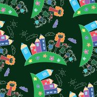Vector seamless pattern Kids school and education N139