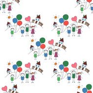 Vector seamless pattern Kids school and education N142
