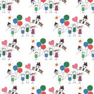 Vector seamless pattern Kids school and education N146