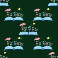 Vector seamless pattern Kids school and education N147