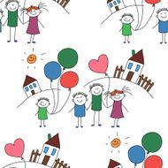 Vector seamless pattern Kids school and education N151