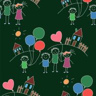 Vector seamless pattern Kids school and education N152
