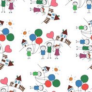 Vector seamless pattern Kids school and education N155