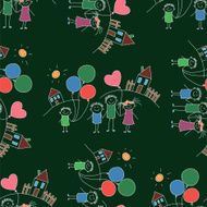 Vector seamless pattern Kids school and education N156