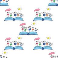 Vector seamless pattern Kids school and education N157