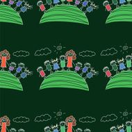 Vector seamless pattern Kids school and education N158