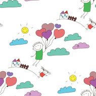 Vector seamless pattern Kids school and education N163
