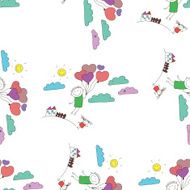 Vector seamless pattern Kids school and education N164