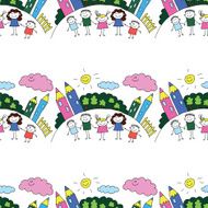 Vector seamless pattern Kids school and education N165