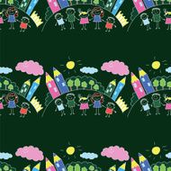 Vector seamless pattern Kids school and education N166