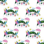 Vector seamless pattern Kids school and education N168