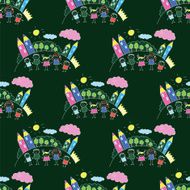 Vector seamless pattern Kids school and education N169