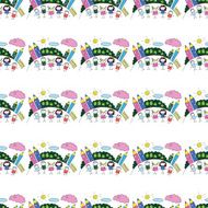 Vector seamless pattern Kids school and education N170