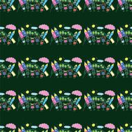 Vector seamless pattern Kids school and education N171