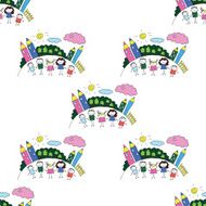 Vector seamless pattern Kids school and education N172
