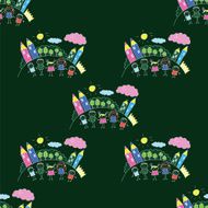 Vector seamless pattern Kids school and education N173