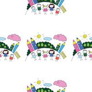 Vector seamless pattern Kids school and education N174