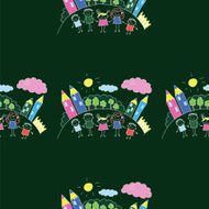 Vector seamless pattern Kids school and education N175