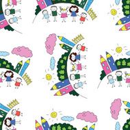 Vector seamless pattern Kids school and education N176