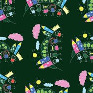 Vector seamless pattern Kids school and education N177