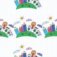 Vector seamless pattern Kids school and education N181