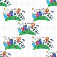 Vector seamless pattern Kids school and education N182