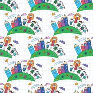 Vector seamless pattern Kids school and education N184