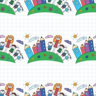 Vector seamless pattern Kids school and education N185