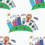 Vector seamless pattern Kids school and education N186