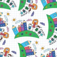 Vector seamless pattern Kids school and education N187