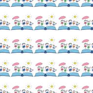 Vector seamless pattern Kids school and education N188