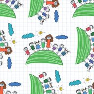 Vector seamless pattern Kids school and education N189