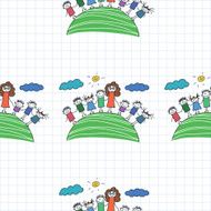 Vector seamless pattern Kids school and education N190