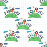 Vector seamless pattern Kids school and education N191