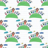 Vector seamless pattern Kids school and education N193