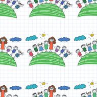 Vector seamless pattern Kids school and education N194