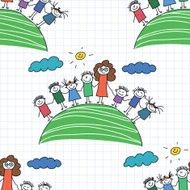 Vector seamless pattern Kids school and education N195