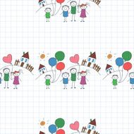 Vector seamless pattern Kids school and education N196