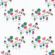 Vector seamless pattern Kids school and education N197