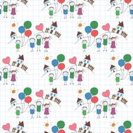 Vector seamless pattern Kids school and education N200