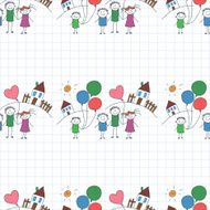 Vector seamless pattern Kids school and education N201