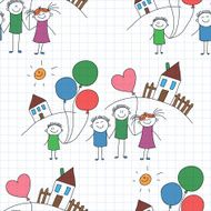 Vector seamless pattern Kids school and education N202